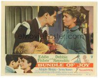 6h223 BUNDLE OF JOY LC #7 '57 Eddie Fisher w/ torn jacket & baby looks at worried Debbie Reynolds!