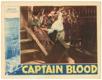 6h230 CAPTAIN BLOOD LC '35 great c/u of Errol Flynn holding sword over scared guy, Michael Curtiz