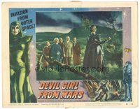 6h295 DEVIL GIRL FROM MARS LC #3 '55 top stars stare at female alien Patricia Laffan!