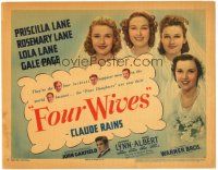 6h035 FOUR WIVES TC '39 the pretty Lane Sisters & Gale Page as brides + tough guy John Garfield!