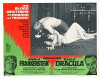 6h443 HORROR OF FRANKENSTEIN/SCARS OF DRACULA LC #2 '71 barechested guy & sexy girl on floor!