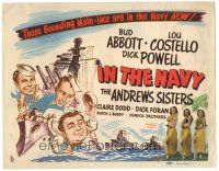 6h047 IN THE NAVY TC R48 cool art of Bud Abbott & Lou Costello as sailors & the Andrews Sisters!