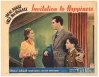 6h476 INVITATION TO HAPPINESS LC '39 Irene Dunne looks at bandaged boxer Fred MacMurray & son!