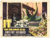 6h484 IT CAME FROM BENEATH THE SEA LC '55 Ray Harryhausen, fx image of monster attacking bridge!