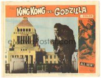 6h508 KING KONG VS. GODZILLA LC #6 '63 cool image of the giant ape standing by building!
