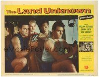 6h520 LAND UNKNOWN LC #7 '57 close up of top four cast members in helicopter with flare gun!
