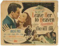 6h062 LEAVE HER TO HEAVEN TC '45 best close up of sexiest bad Gene Tierney & Cornel Wilde!