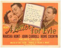 6h064 LETTER FOR EVIE TC '45 Marsha Hunt, John Carroll, cool handwritten letter poster design!