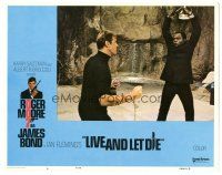 6h545 LIVE & LET DIE LC #6 '73 great image of Roger Moore as James Bond fighting Yaphet Kotto!