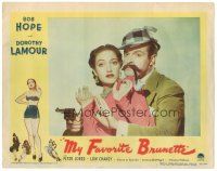 6h630 MY FAVORITE BRUNETTE LC #1 '47 Bob Hope in Sherlock disguise with gun & sexy Dorothy Lamour!
