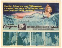 6h082 NIAGARA TC '53 classic artwork of gigantic sexy Marilyn Monroe on famous waterfall!