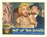 6h648 NOT OF THIS EARTH LC '57 close up of Beverly Garland grabbed by alien Paul Birch!