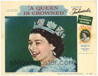 6h701 QUEEN IS CROWNED LC #5 '53 Queen Elizabeth II's coronation documentary, great smiling c/u!