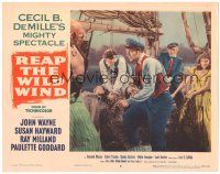 6h713 REAP THE WILD WIND LC #8 R54 John Wayne, Ray Milland, Paulette Goddard, men caught in net!