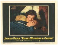 6h715 REBEL WITHOUT A CAUSE LC #5 '55 wonderful close up of young lovers Natalie Wood & James Dean!