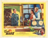 6h719 RED PLANET MARS LC #5 '52 officer Walter Sande explains plan to Peter Graves & Andrea King!
