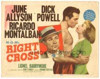 6h093 RIGHT CROSS TC '50 art of boxer Ricardo Montalban romancing June Allyson + Dick Powell!