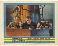 6h748 RUN SILENT, RUN DEEP LC #3 '58 Clark Gable & Burt Lancaster with binoculars on submarine!