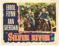 6h797 SILVER RIVER LC #2 '48 Errol Flynn in uniform on horseback with fellow soldier Tom D'Andrea!