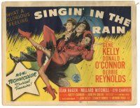 6h105 SINGIN' IN THE RAIN TC '52 art of Gene Kelly, Donald O'Connor & Debbie Reynolds, classic!