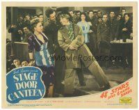 6h837 STAGE DOOR CANTEEN LC '43 soldiers see Harpo Marx clown w/ guy & June Lang, Ruth Roman in back