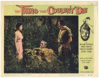 6h886 THING THAT COULDN'T DIE LC #5 '58 Charles Horvath & Andra Martin with severed head on rock!