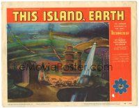 6h888 THIS ISLAND EARTH LC #8 '55 cool artwork image of spaceships over the futuristic planet!
