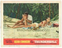 6h896 THUNDERBALL LC #5 '65 Sean Connery as James Bond with sexy Claudine Auger on beach!