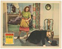 6h907 TOO BUSY TO WORK LC '39 Jed Prouty on the ground being attacked by Joan Davis with broom!