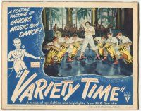 6h942 VARIETY TIME LC #4 '48 wacky image of creepy guy performing with six guys playing drums!
