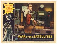 6h957 WAR OF THE SATELLITES LC #4 '58 Roger Corman, Richard Devon w/ black hand in laboratory!