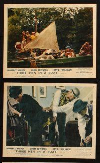 6j190 THREE MEN IN A BOAT 6 color English FOH LCs '57 Laurence Harvey, wacky boating images!