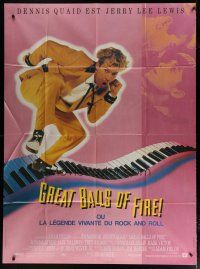 6k686 GREAT BALLS OF FIRE French 1p '89 Dennis Quaid as rock 'n' roll star Jerry Lee Lewis!
