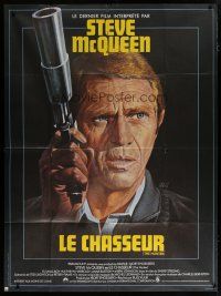 6k711 HUNTER French 1p '80 different art of bounty hunter Steve McQueen by Jean Mascii!
