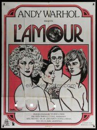6k753 L'AMOUR French 1p '73 ultra rare Paul Morrissey & Andy Warhol, sexy art by J. David!