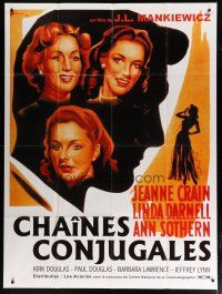 6k768 LETTER TO THREE WIVES French 1p R90s Grinsson art of Jeanne Crain, Linda Darnell & Sothern!