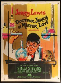 6k834 NUTTY PROFESSOR French 1p '63 wacky artwork of Jerry Lewis working in his laboratory!