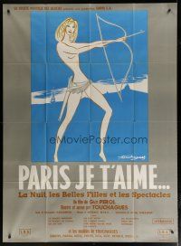 6k847 PARIS JE T'AIME French 1p '62 Touchagues art of sexy topless stripper with bow & arrow!