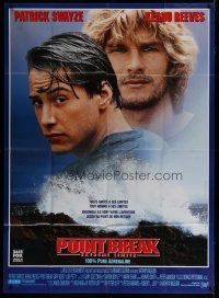 6k866 POINT BREAK French 1p '91 Keanu Reeves Patrick Swayze, bank robbery & surfing!