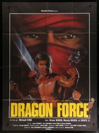 6k868 POWERFORCE French 1p '82 Dragon Force, cool kung fu artwork of Bruce Baron & Bruce Li!!