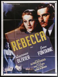 6k880 REBECCA French 1p R00s Alfred Hitchcock, great image of Laurence Olivier & Joan Fontaine!