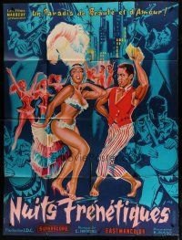 6k968 TROPIC BY NIGHT French 1p '61 Renzo Russo, great Belinsky art of a sexy Latin party!