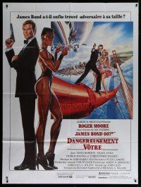 6k980 VIEW TO A KILL French 1p '85 art of Roger Moore as James Bond 007 by Daniel Goozee!