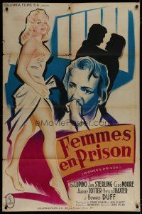 6k521 WOMEN'S PRISON French 31x47 '54 different Bertrand art of Ida Lupino & sexy bad Cleo Moore!