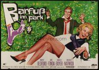 6k072 BAREFOOT IN THE PARK German 33x47 '67 different artwork of Robert Redford & sexy Jane Fonda!
