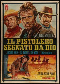 6k253 TWO PISTOLS & A COWARD Italian 1p '68 Il Pistolero segnato da Dio, spaghetti western art!
