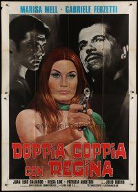 6k124 ALTA TENSION Italian 2p '72 art of super sexy naked Marisa Mell pointing gun by Mos!