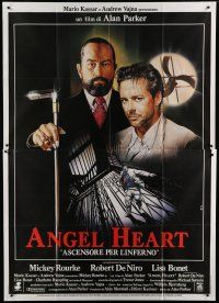 6k127 ANGEL HEART Italian 2p '87 Casaro art of Robert DeNiro & Mickey Rourke, Alan Parker!