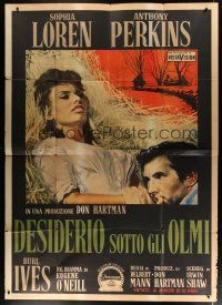 6k138 DESIRE UNDER THE ELMS Italian 2p '58 Nistri art of Sophia Loren & Perkins, Eugene O'Neill