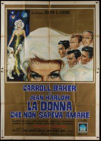 6k148 HARLOW Italian 2p '65 different art of sexy Carroll Baker in the title role!
